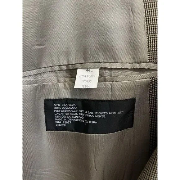 Stafford Men's 44L Silk/Wool Blend Sports Coat Tan Brown Blazer Jacket - Picture 9 of 11